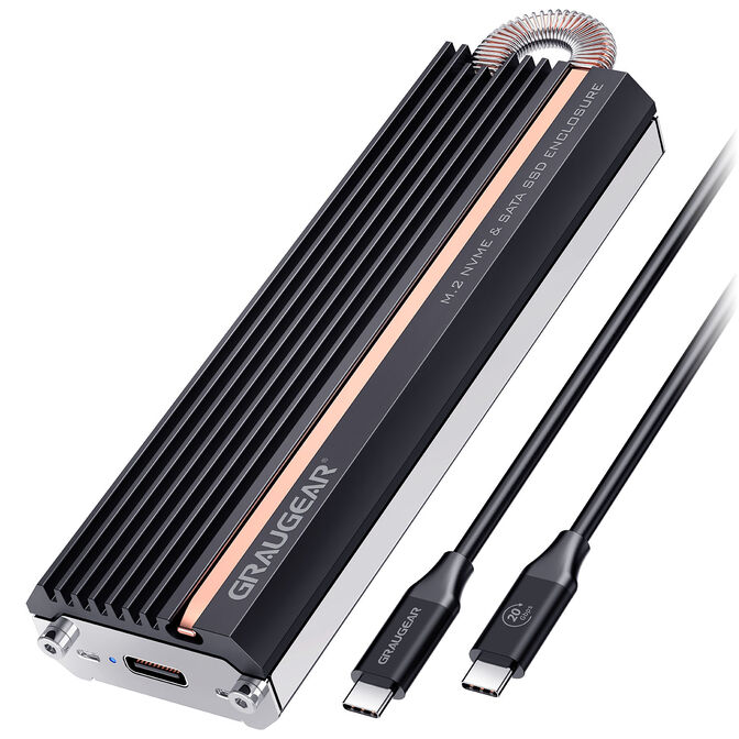 Graugear G-M208-20G SSD Enclosure, USB 3.2, NVMe and SATA Support, 20 Gbit/s - Black image number 0