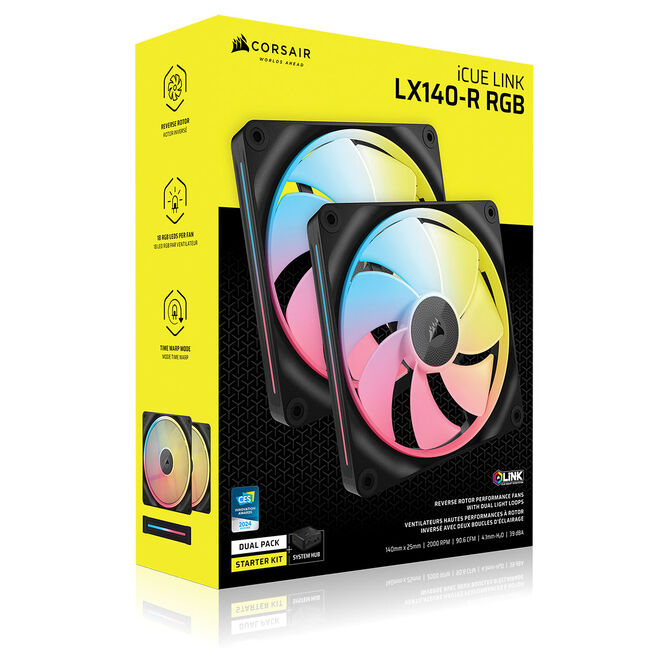 Corsair iCUE Link LX140-R RGB L&uuml;fter, PWM - 2er-Pack, 140mm, schwarz image number 14