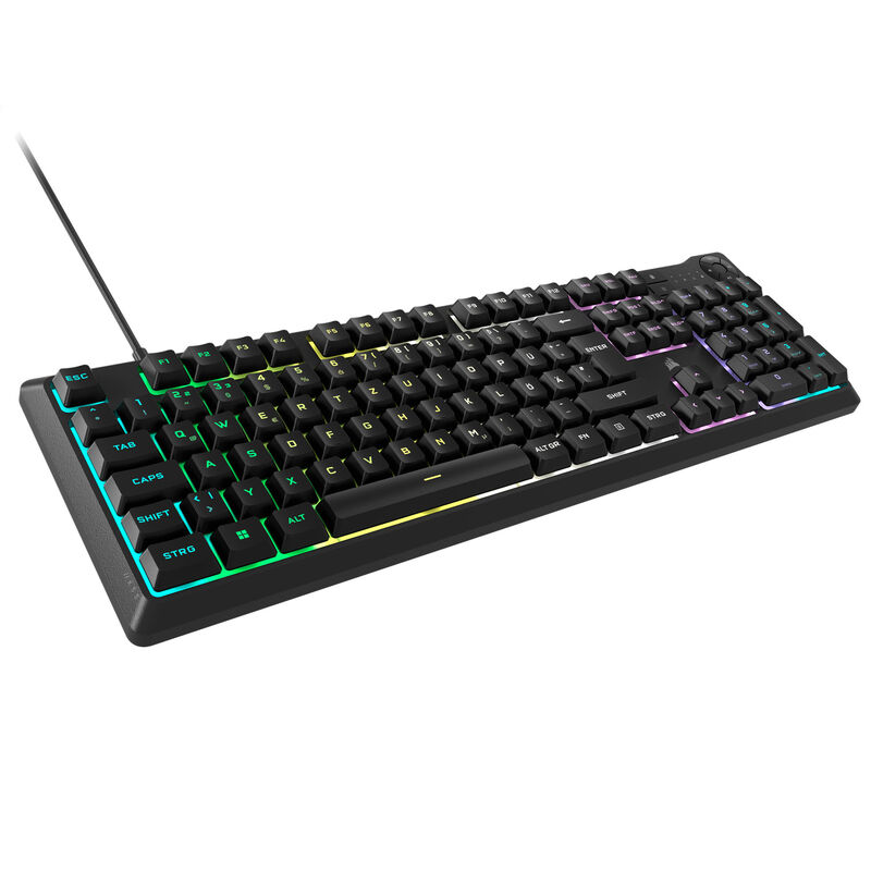 Corsair Gaming K55 Core RGB Gaming Tastatur, Full-Size (100%), Rubber Dome – Schwarz, ISO (DE)