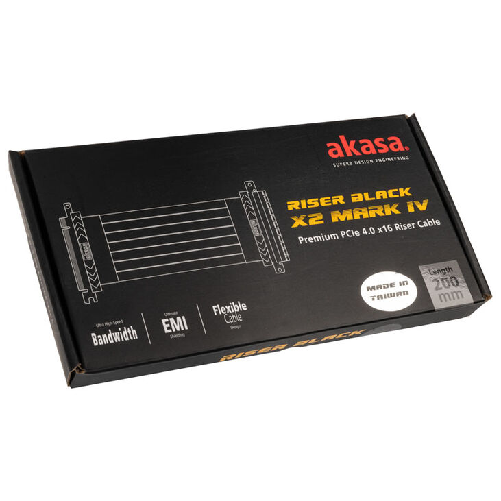 Akasa Riser Black X2 Mark IV, Premium PCIe 4.0 x16 Riser-Kabel, 20 cm - schwarz image number 5