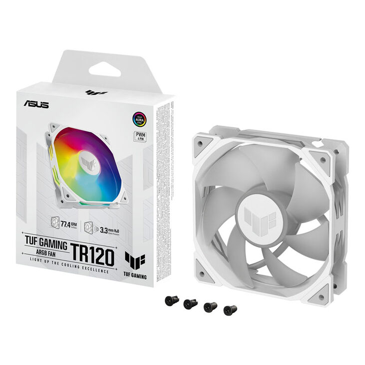 ASUS TUF Gaming TR120, PWM ARGB Lüfter - 120 mm, weiß image number 4