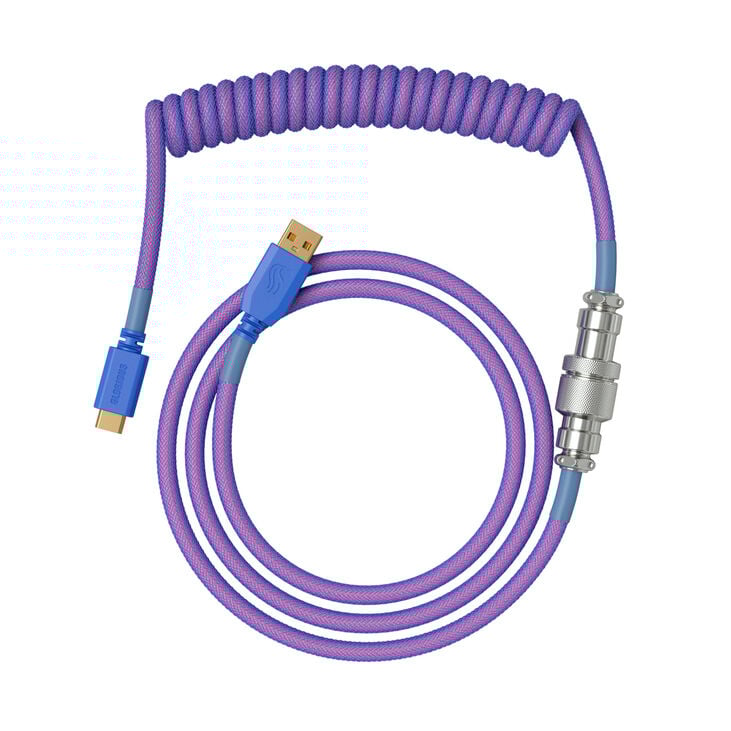 Glorious GMMK Coiled Cable Nebula, Spiral Keyboard Cable, USB-C/USB-A - Purple/Silver image number 1