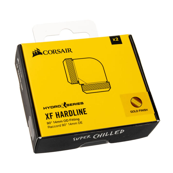 Corsair Hydro X Series XF Hardline Adapter 90 Grad 14mm AD auf 14mm AD Hardtube - 2er Pack, gold image number 2