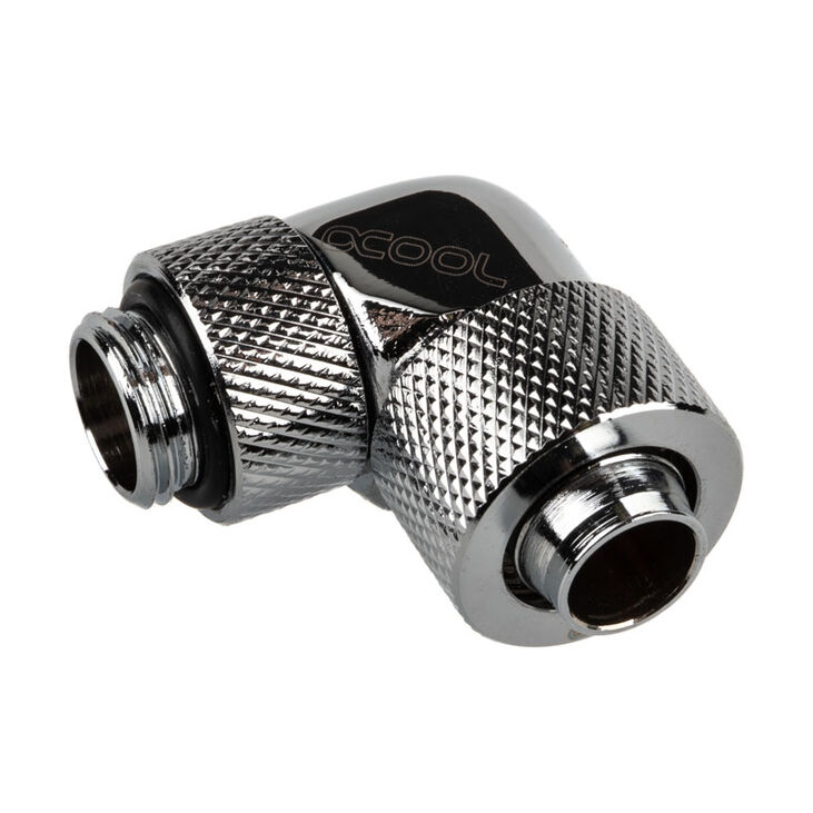 Alphacool Eiszapfen Connector 90 Degree G1/4 Inch Female Thread to 13/10mm - Rotatable, chrome silver image number 0