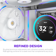 NZXT F140X RGB Case Fan, LCP Rotor, Hybrid Bearing, aRGB - White, 140mm image number null