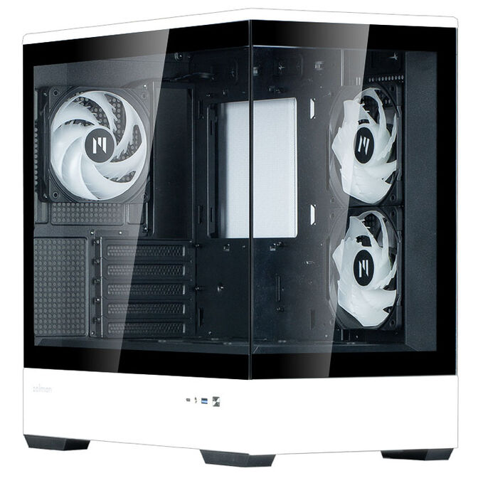 Zalman P30 PC Case, Mini Tower, mATX, Tempered Glass - black / white image number 3