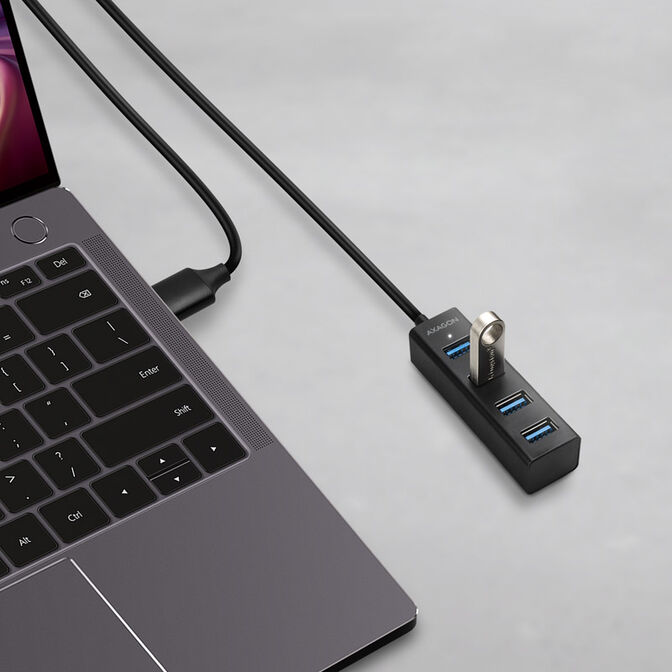 AXAGON HUE-M1AL Mini USB-A-Hub,4x USB-A 3.2 Gen 1, silber - 1,2m image number 1