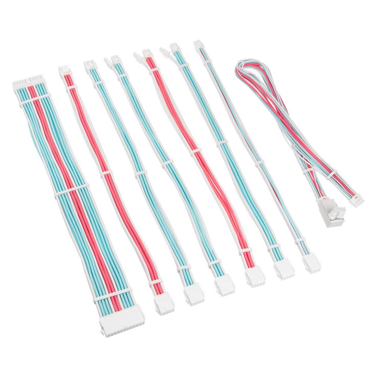 Kolink Core Pro Braided Cable Extension Kit 12V-2x6 Type 2 - Brilliant White/Neon Blue/Pure Pink image number 1