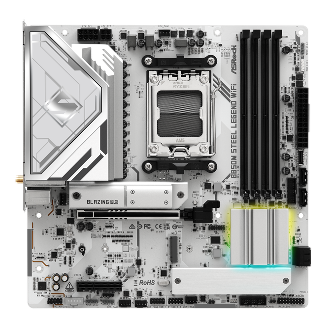 ASROCK B850M Steel Legend Wifi Mainboard, Sockel AM5, AMD B850, Micro-ATX, DDR5 image number 3