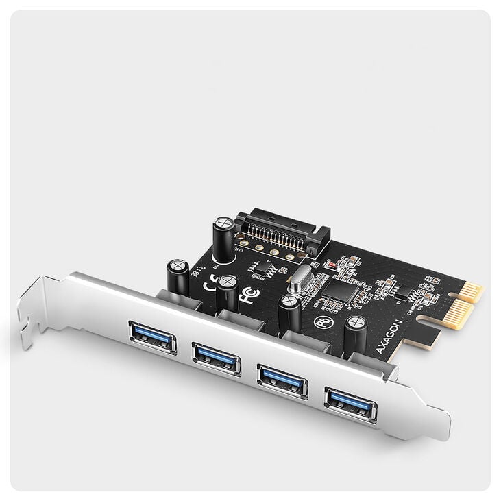 AXAGON PCEU-430RS expansion card, PCIe 4.0 x1, 4x USB 3.0 - black image number 1