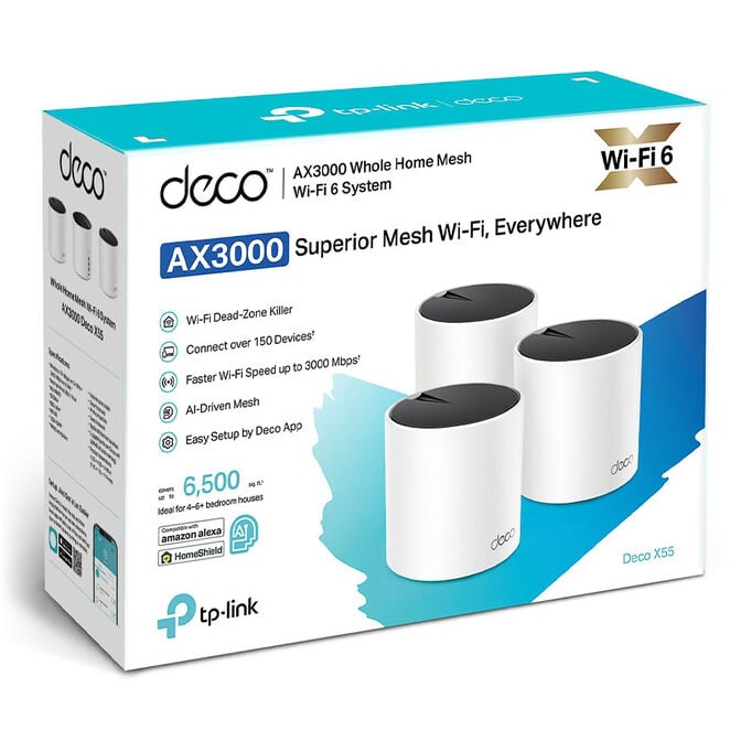 TP-Link Deco X55 Mesh-Wi-Fi-System, Wi-Fi 6 Dual-Band, AX3000 - wei&szlig;, 3er-Pack image number 4