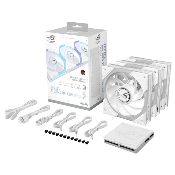 ASUS ROG Eurux GR120 ARGB PWM Fan - Reverse Blade, 3-Pack, white image number 23