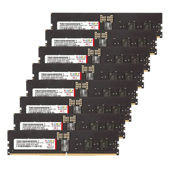 V-Color R-DIMM DDR5-6400 RAM, CL52, JEDEC - 128 GB Octa-Kit, black image number 0