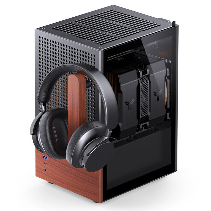 Jonsbo T6 PC Geh&auml;use, Mini-Tower, Mini-ITX, Tempered Glass, Holz - schwarz image number 1