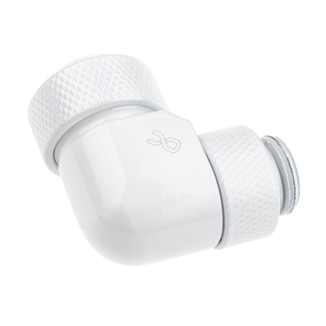 Icicle Fitting 90 Degree G1/4 Inch Female Thread to 13mm OD Hardtube - Rotatable, - White image number 1