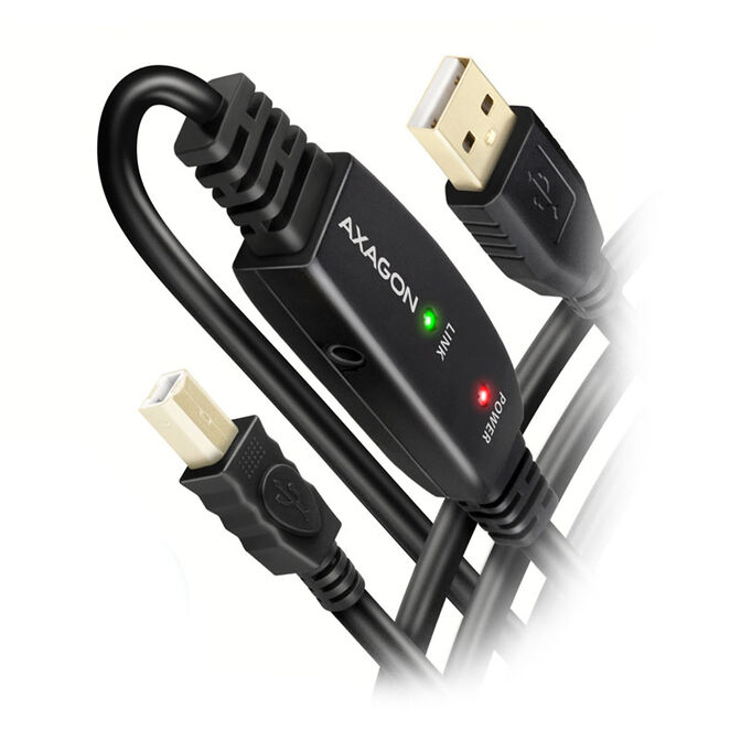 AXAGON ADR-220B active USB 2.0 connection cable, USB-A to USB-B - 20m image number 0