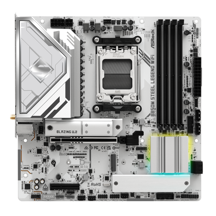 ASROCK B850M Steel Legend Wifi Mainboard, Sockel AM5, AMD B850, Micro-ATX, DDR5 image number 3