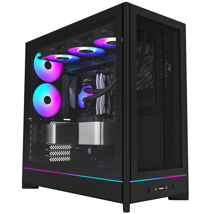Montech HS01 PC case, midi tower, ATX, aRGB, tempered glass - black image number 2