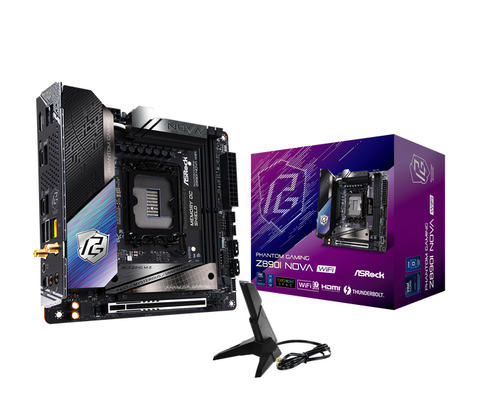 ASRock Z890I NOVA WiFi Mainboard, Sockel LGA 1851, Intel Z890, Mini-ITX, DDR5 image number 0