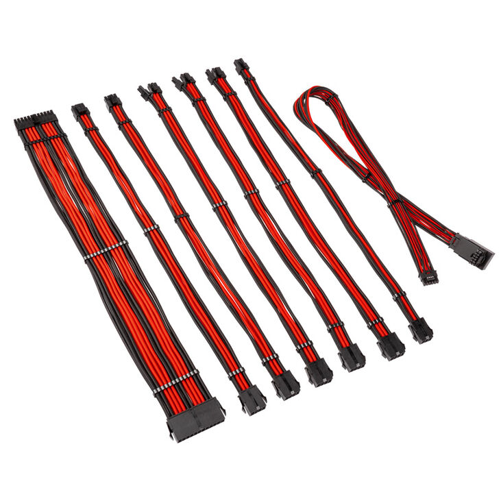 Kolink Core Pro Braided Cable Extension Kit 12V-2x6 Typ 1 - Jet Black/Racing Red image number 1