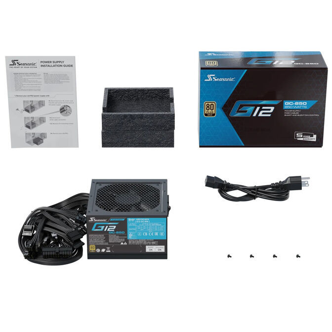 Seasonic G12 GC 80 PLUS Gold Netzteil - 850 Watt, schwarz image number 6