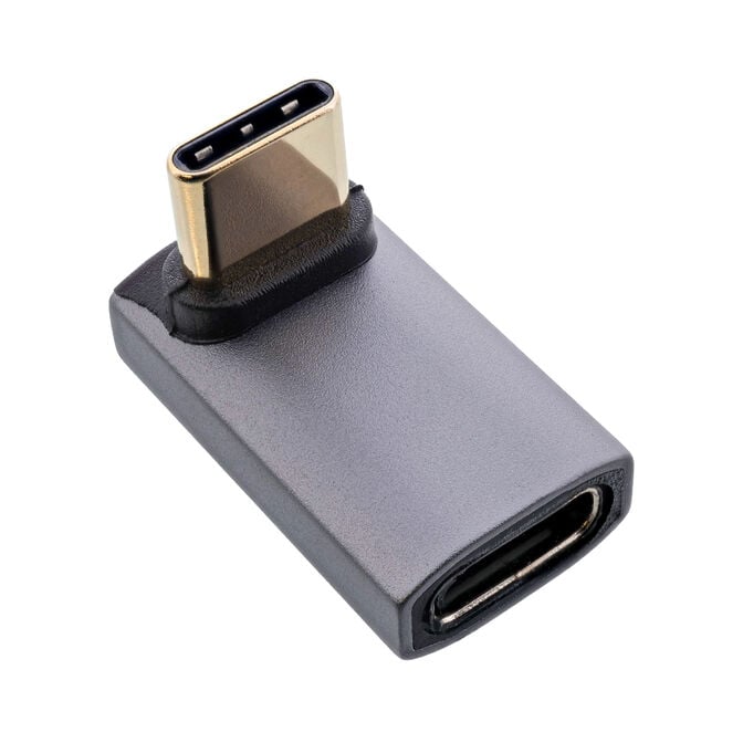 InLine&reg; USB4 Adapter - USB-C Stecker/Buchse oben/unten gewinkelt, Aluminium, grau image number 0