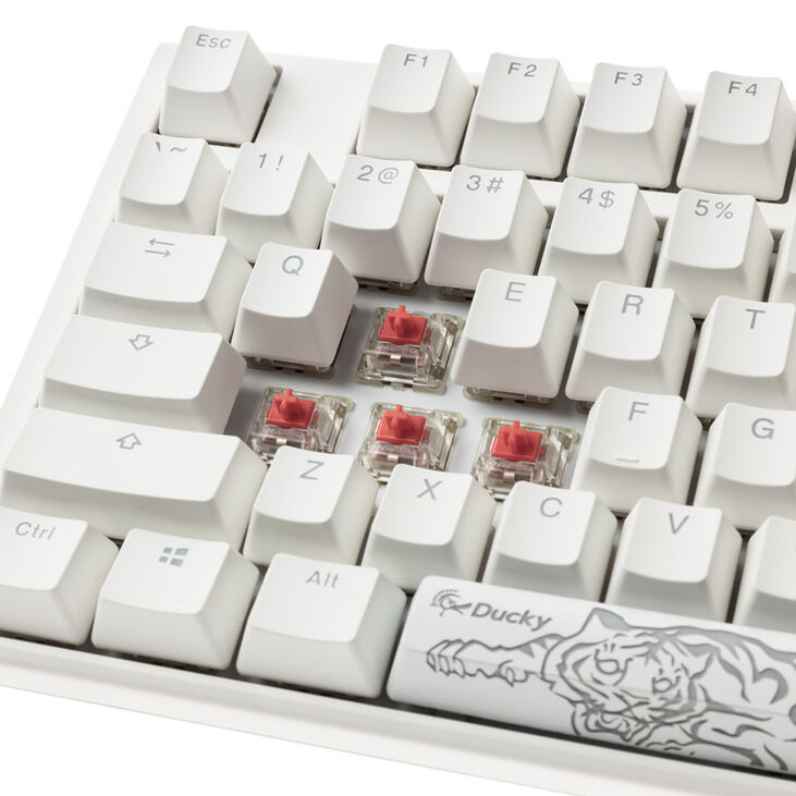Ducky One 3 Classic Pure White Gaming Keyboard, RGB LED - MX-Silent-Red (US) image number 4