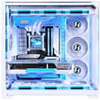 Lian Li O11 Vision Compact - white + 3x UNI FAN SL-INF 120 ARGB Reverse Blade fans - 120mm + HydroShift II LCD-S 360TL AiO water cooling, 360mm image number null