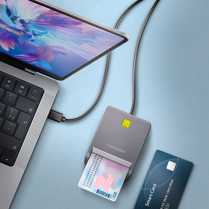 AXAGON CRE-SM3TC USB-C Kartenleser - 1,2m Kabel image number 1