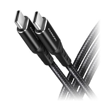 AXAGON BUCM-CM20AB USB-C zu USB-C 2.0 Kabel, 2m, PD 60W, 3A, geflochten - schwarz