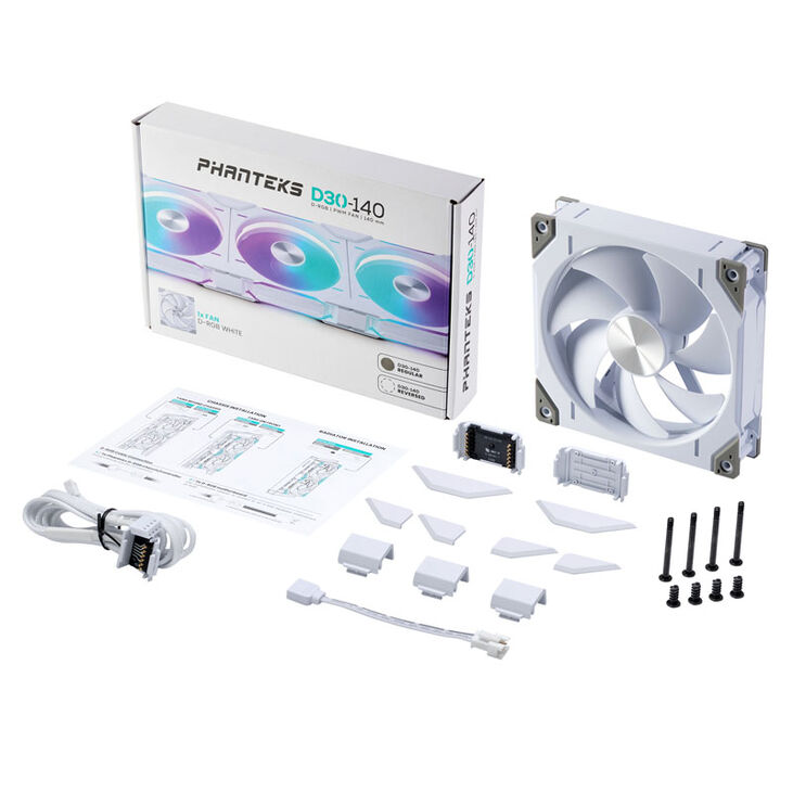 PHANTEKS D30 PWM Regular Airflow, D-RGB Lüfter - 140mm, weiß image number 8