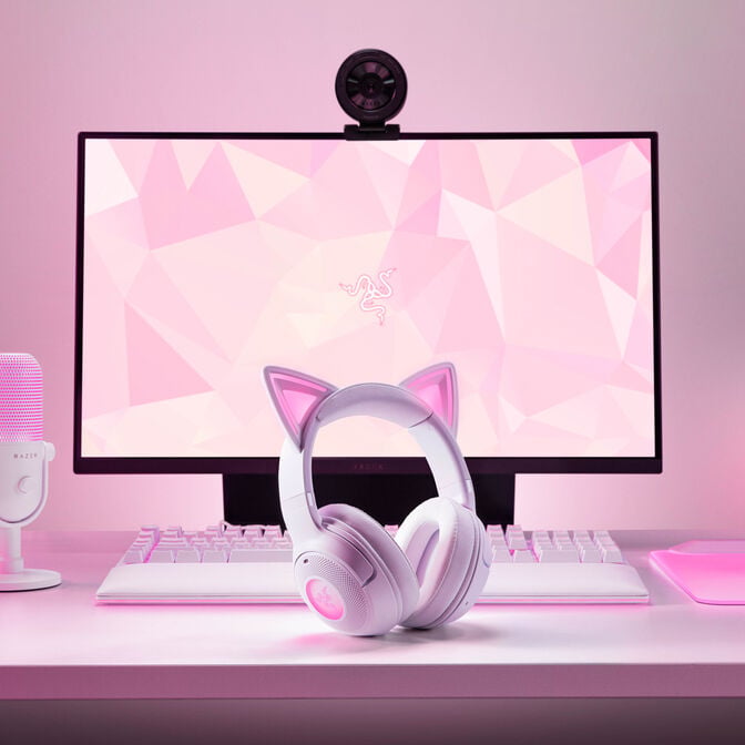 Razer Kraken Kitty V2 BT Gaming Headset, Bluetooth, Chroma RGB - white image number 7