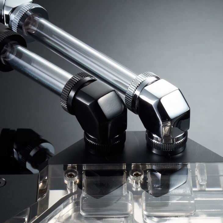 PHANTEKS Glacier Rotary Anschluss 45 Grad G1/4 Zoll AG auf 12mm AD Hardtube - drehbar, chrome silber image number 4