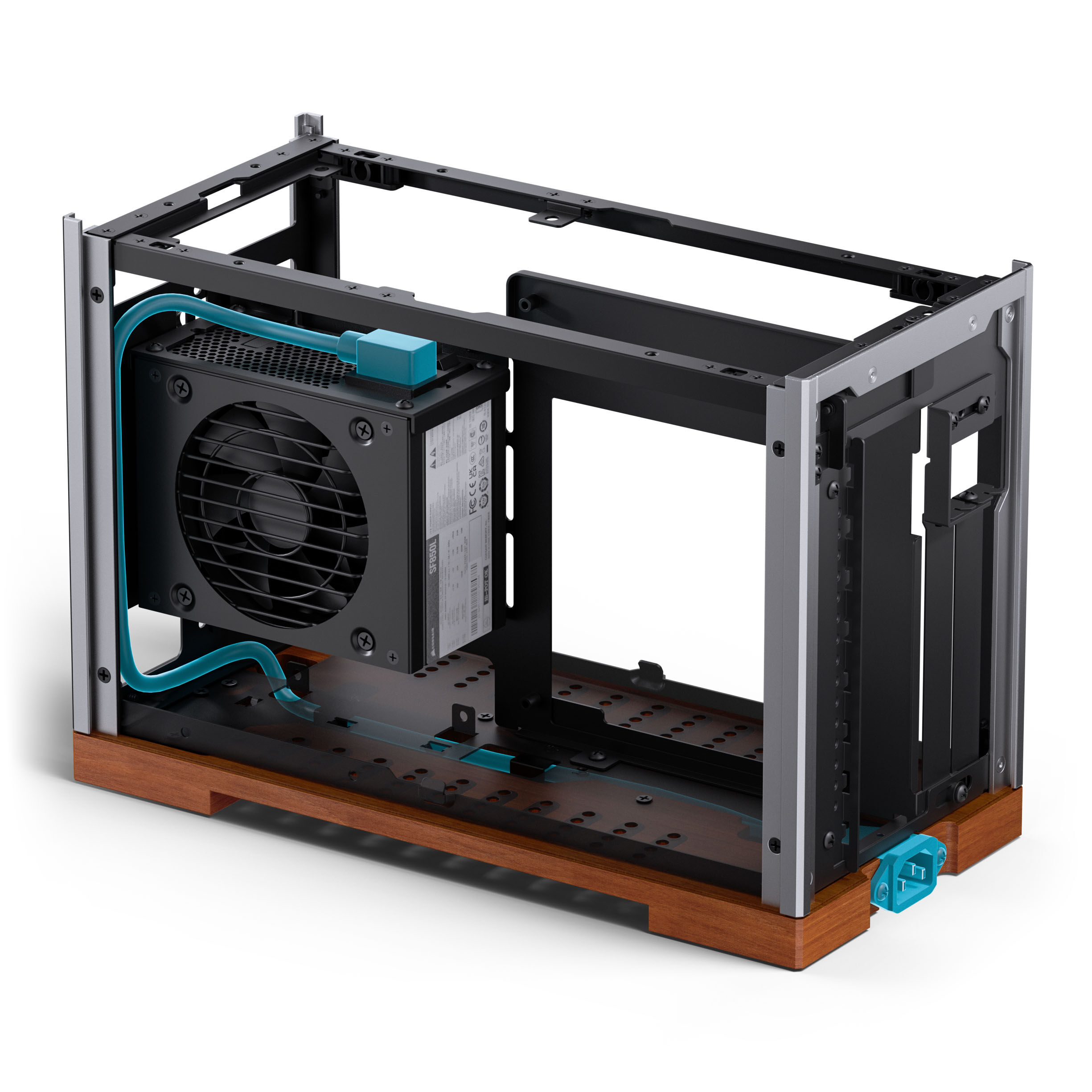 Jonsbo T9 PC Case, Mini Case, ITX, PCIe 5.0 Riser Cable - silver