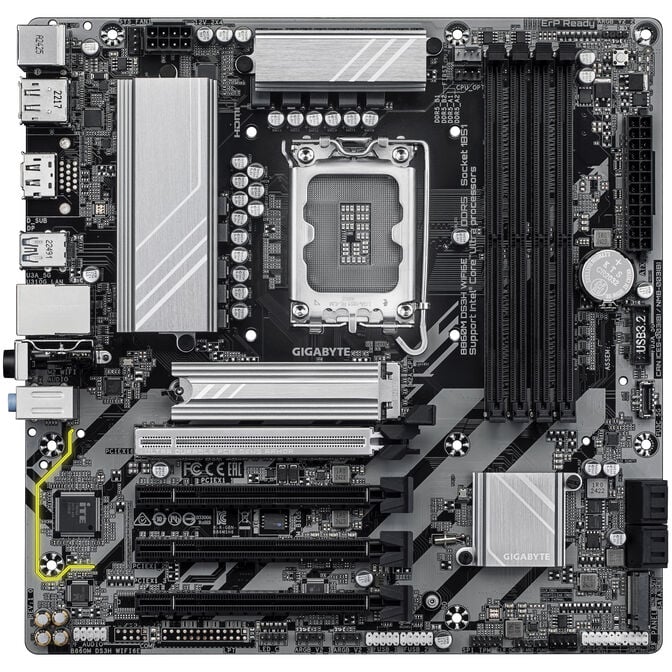 GIGABYTE B860M DS3H WiFi6E Motherboard, Socket 1851, Intel B860, mATX, DDR5 image number 2