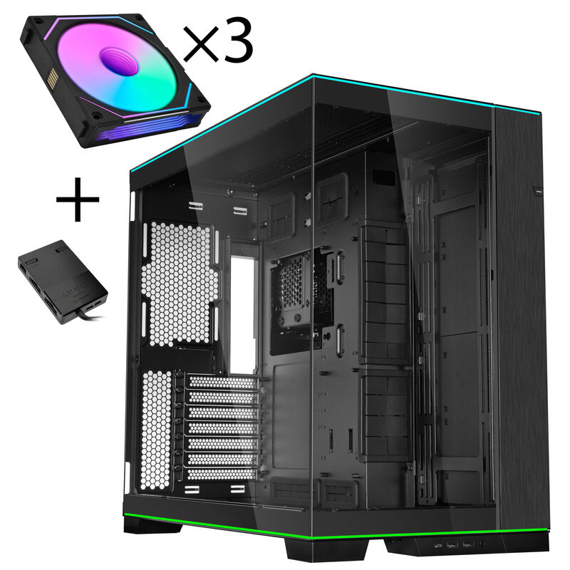 Lian Li O11 Dynamic EVO RGB PC-Gehäuse Bundle, Midi-Tower, ARGB, Tempered Glass + 3x UNI FAN SL-INF - schwarz
