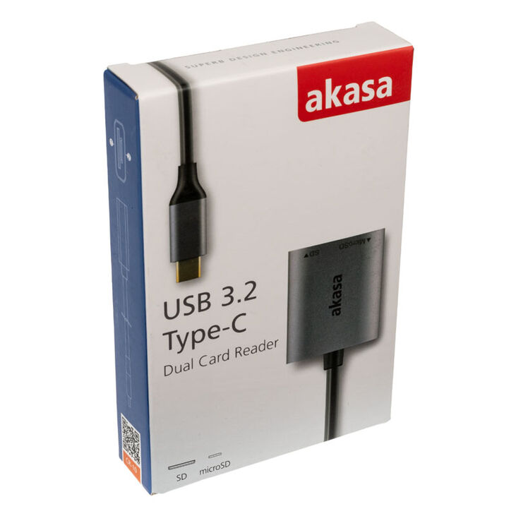 Akasa USB 3.2 Gen1 Type-C Dual Card Reader - silver image number 4