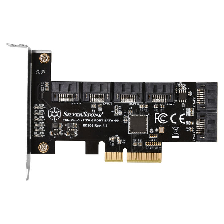 Silverstone SST-ECS06 SATA adapter card, PCIe 3.0, 6x SATA 6G - Low Profile image number 1