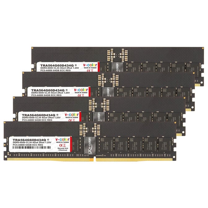 V-Color OC R-DIMM DDR5-6000 RAM, CL38, EXPO - 512 GB Octa-Kit, black image number 0