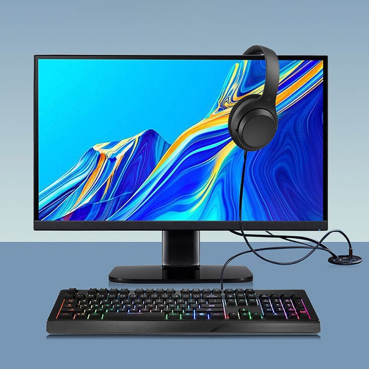Grey Gear Table HUB, USB 3.0 2x Type-A / 1x Type-C, audio connection, 60 mm image number 3