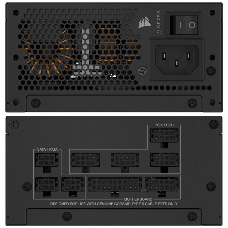 Corsair SF Series SF750 SFX Netzteil, 80 PLUS Platinum, ATX 3.1 / PCIe 5.1 - 750 Watt, schwarz image number 3