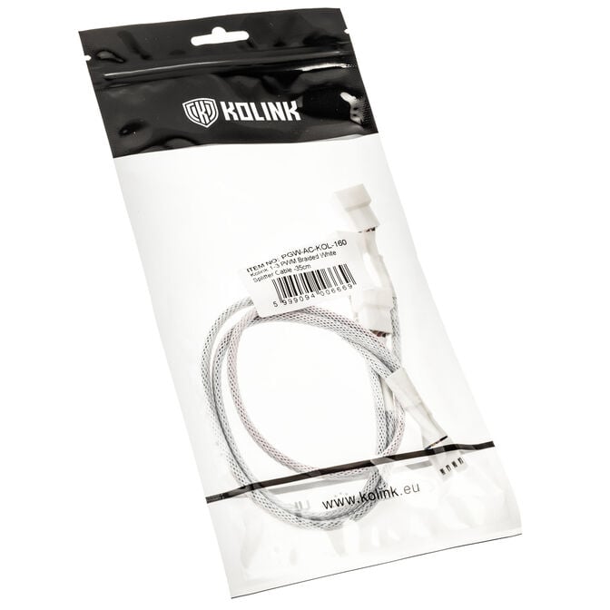 Kolink 1-3 PWM L&uuml;fter Splitterkabel - 35cm, geflochten, wei&szlig; image number 2