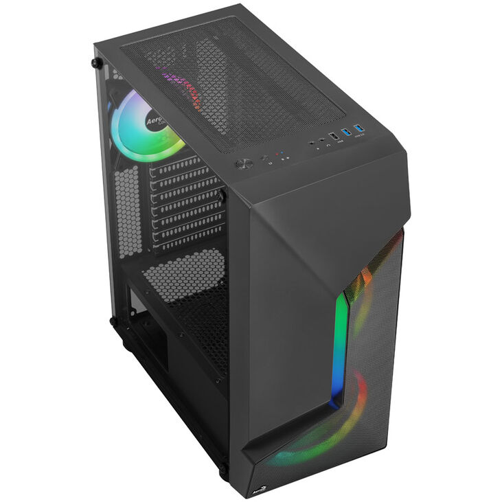 Aerocool Scape-G-BK-v3 Midi-Tower, Tempered Glass, ARGB - schwarz image number 1
