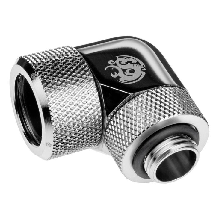 Bitspower Advanced Adapter 90 Grad G1/4 Zoll AG auf 16mm AD Hardtube - drehbar, silber image number 1