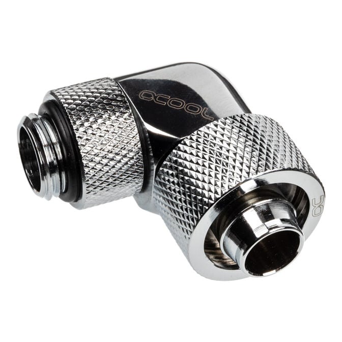 Alphacool Eiszapfen Connector 90 Degree G1/4 Inch Female Thread to 16/10mm - Rotatable, chrome silver image number 0