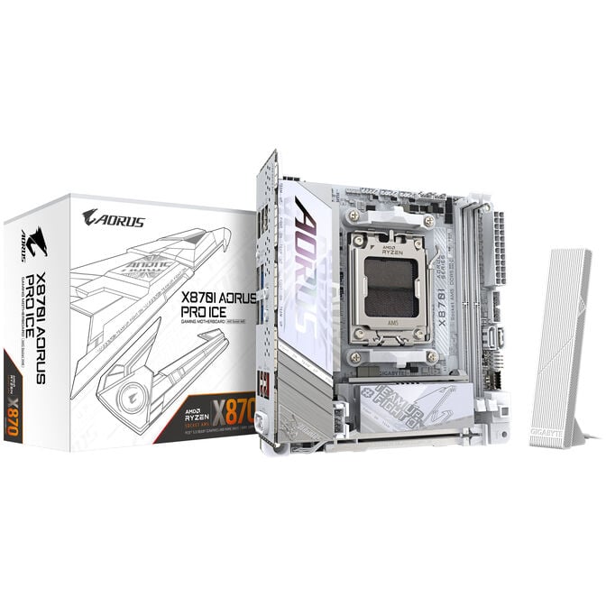 Gigabyte X870I AORUS Pro ICE Mainboard, Sockel AM5, AMD X870, Mini-ITX, DDR5 image number 0
