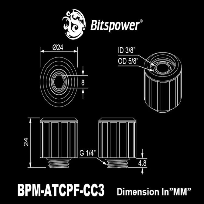 Bitspower Artemis Anschluss gerade G1/4 Zoll AG auf 16/10mm - Arctic wei&szlig; image number 1