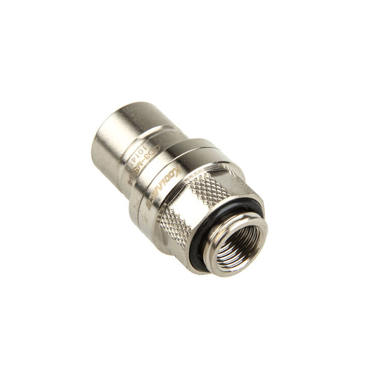 Koolance QD3 quick disconnect straight male to G1/4 inch BSPP - no-spill, silver image number 1