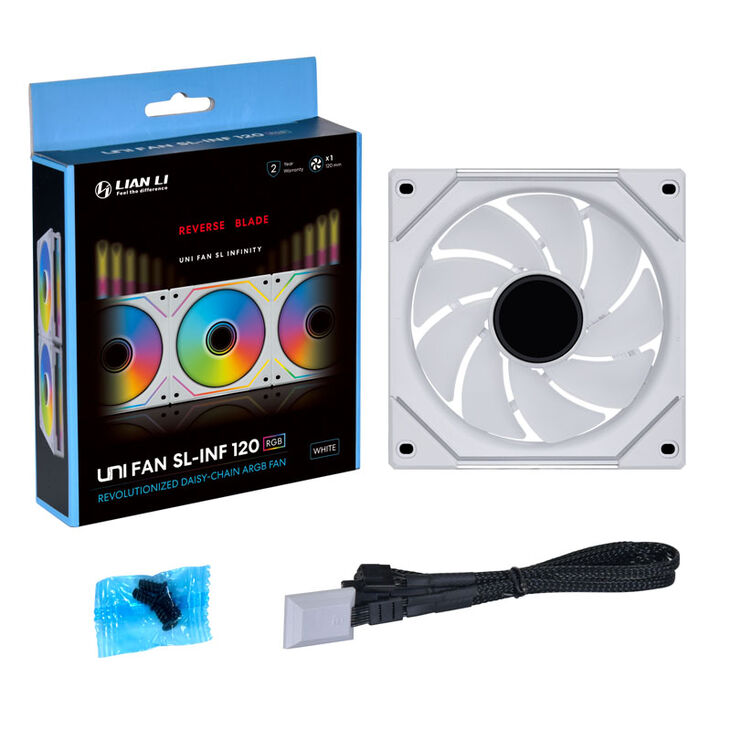 Lian Li UNI FAN SL-INF 120 ARGB Reverse Blade PWM Lüfter - 120mm, weiß image number 6