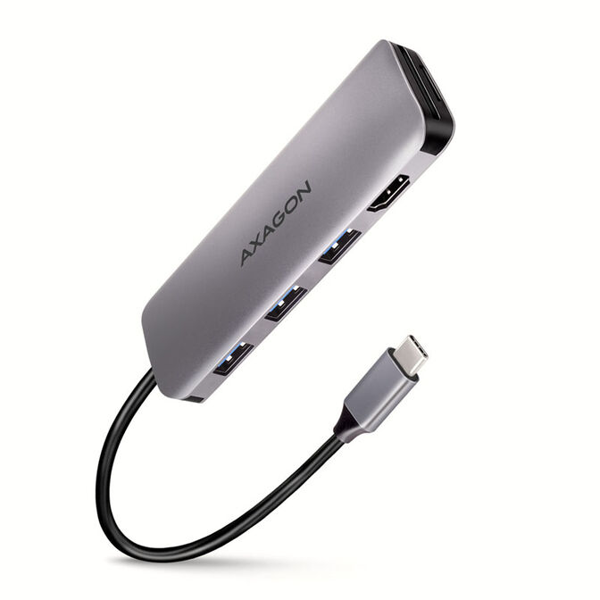 AXAGON HMC-HCR3A USB-Hub, 3x USB-A + HDMI + SD/microSD, USB-C 3.2 Gen 1, 20 cm USB-C-Kabel image number 0
